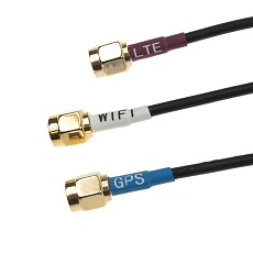 Anténa GPS/LTE/WiFi montážní E008, 2x SMA(m), 1x RP-SMA(pin f), 3x RG174/0.3m