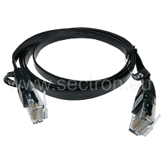 Ethernetový kabel, křížený, plochý, černý, 1,5 m